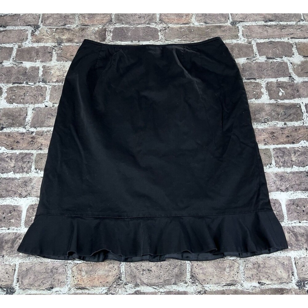 Vintage 90s Le Suit Womens Black Skirt Sz 16 Zip Midi Lined No stretch Cotton